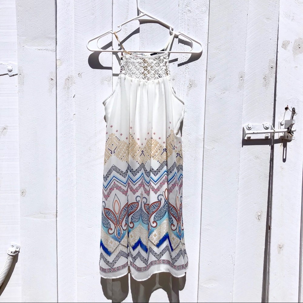 Nordstrom Sequin Hearts Lace Trim Printed Dress